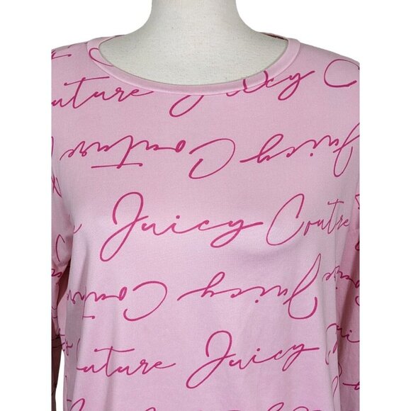 Juicy Couture Logo Top Womens L Long Sleeved Sleepwear Shirt Cursive Pink Y2K - Picture 1 of 6